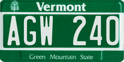 VT license plate AGW240