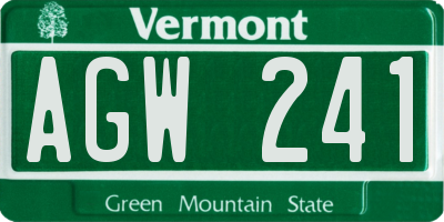 VT license plate AGW241