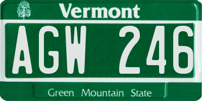 VT license plate AGW246