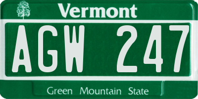 VT license plate AGW247