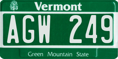 VT license plate AGW249