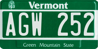 VT license plate AGW252