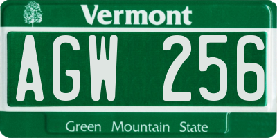 VT license plate AGW256