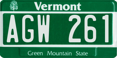 VT license plate AGW261