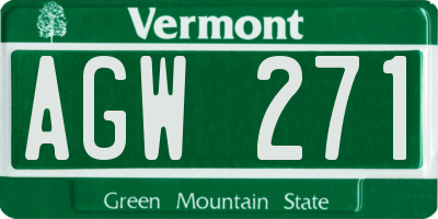 VT license plate AGW271