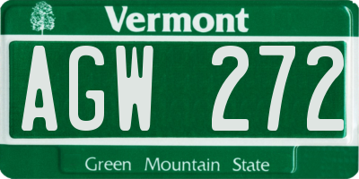 VT license plate AGW272