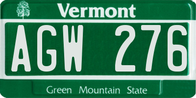 VT license plate AGW276