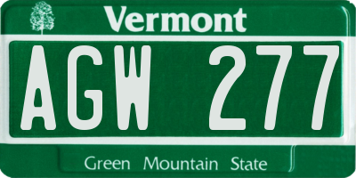 VT license plate AGW277