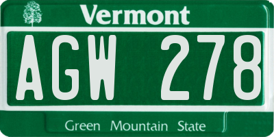 VT license plate AGW278