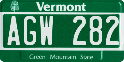 VT license plate AGW282
