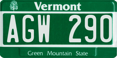 VT license plate AGW290