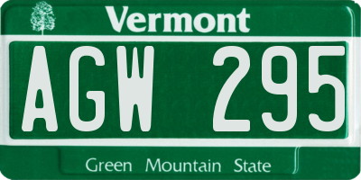 VT license plate AGW295