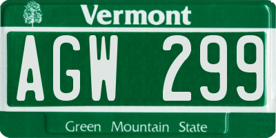 VT license plate AGW299