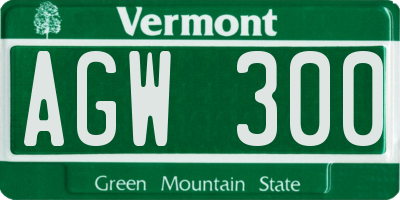 VT license plate AGW300