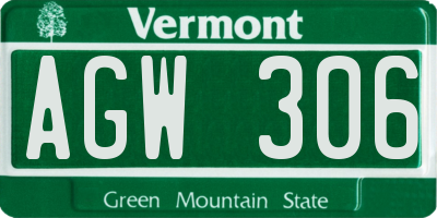 VT license plate AGW306