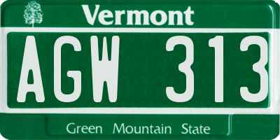 VT license plate AGW313