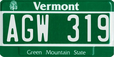 VT license plate AGW319