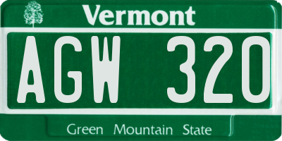 VT license plate AGW320