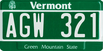 VT license plate AGW321