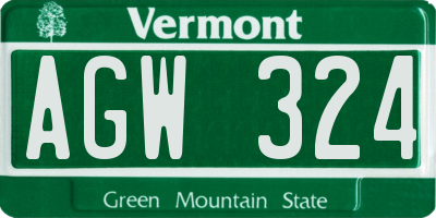 VT license plate AGW324