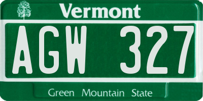 VT license plate AGW327