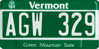 VT license plate AGW329