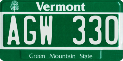 VT license plate AGW330