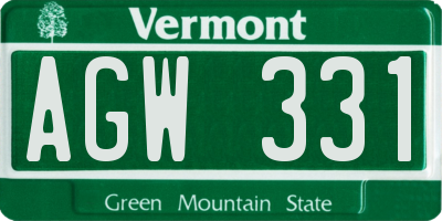 VT license plate AGW331