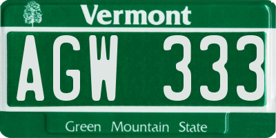 VT license plate AGW333