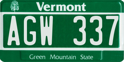 VT license plate AGW337