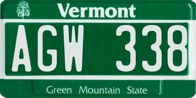 VT license plate AGW338
