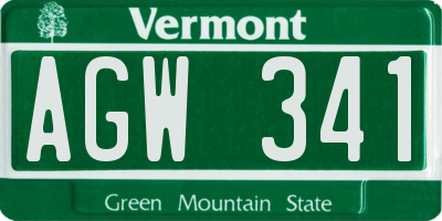 VT license plate AGW341