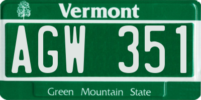 VT license plate AGW351