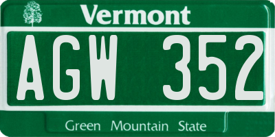 VT license plate AGW352