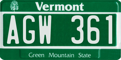 VT license plate AGW361