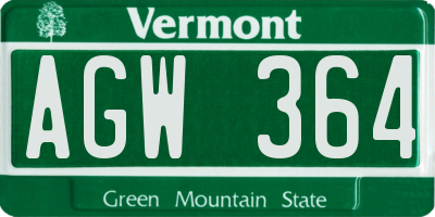 VT license plate AGW364