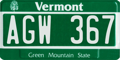 VT license plate AGW367