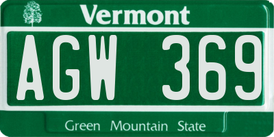 VT license plate AGW369