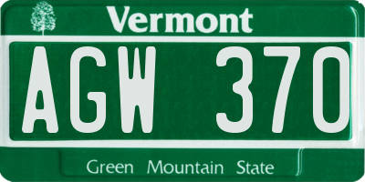 VT license plate AGW370
