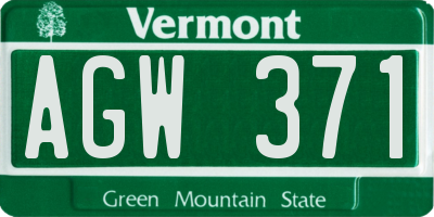 VT license plate AGW371