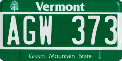 VT license plate AGW373