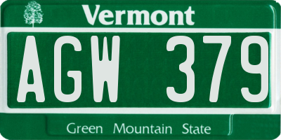 VT license plate AGW379