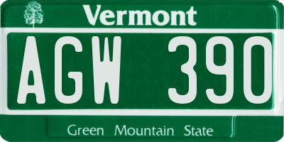 VT license plate AGW390