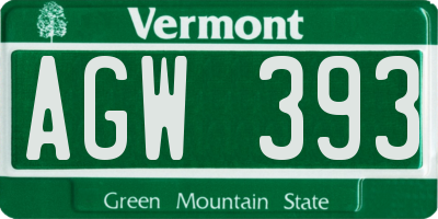 VT license plate AGW393