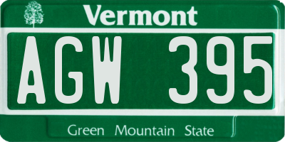 VT license plate AGW395