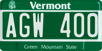 VT license plate AGW400