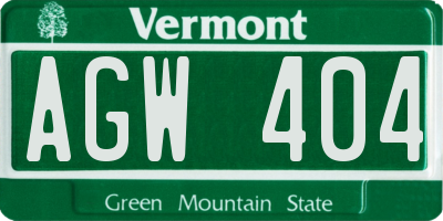 VT license plate AGW404