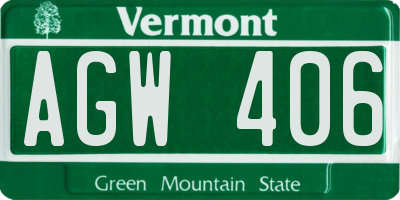 VT license plate AGW406