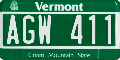 VT license plate AGW411