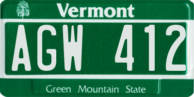 VT license plate AGW412
